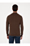 Brown Slim Fit Cotton Blend Half Zipper Mock Neck Knitwear Sweater 50318981-Vr029 - 5