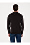 Black Slim Fit Cotton Blend Half Zipper Mock Neck Knitwear Sweater 50318981-Vr046 - 5