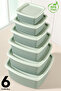 Set of 6 Striped Square Storage Containers - Microwave Safe Organizer Food Container 6 Sizes Green - 3