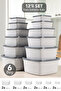 Set of 12 Striped Square Storage Containers - Microwave Safe Organizer Food Container 6 Sizes Gray