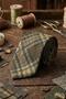 Leoni Style Beige Plaid Pattern Italian Silk Tie İk2221