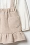 Girl's Shirt Dress with Pocket Detail Beige - 7