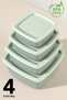 Set of 24 Striped Square Storage Containers - Microwave Safe Food Containers 1.35L 0.85L 0.5L 0.3L Green - 3