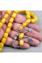Katalin Stick Alpaca Tassel Capsule Cut 9X12.5Mm Prayer Beads - Mustard Yellow - 3