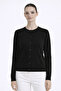 Black Crew Neck Women's Cardigan - 2