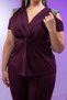 Plus Size Women's Stone-Embellished Shoulder Suit Purple - 7