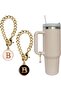 2-Pack Letter Charm Accessories for Tumbler Cup, Black & White Personalized Handle Chain