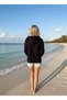 Women's Sweater Love Printed Detailed Black Long Sleeve Crew Neck Hooded - 3