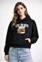 Women's Oversized Hooded Sweatshirt with Cherry Print and Printed Kangaroo Pockets