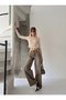 Brown Tinted Wide-Leg Pants