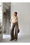 Brown Tinted Wide-Leg Pants - 2