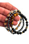 3-Piece Natural Stone Unisex Bracelet Set – Hematite, Tiger's Eye, Citrine & Obsidian – (18–19 cm)