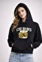 Women's Oversized Hooded Sweatshirt with Cherry Print and Printed Kangaroo Pockets - 4