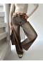 Brown Tinted Wide-Leg Pants - 8