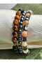 3-Piece Natural Stone Unisex Bracelet Set – Hematite, Tiger's Eye, Citrine & Obsidian – (18–19 cm) - 2