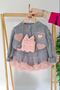 Miniğimin Cicileri Heart Detailed Tulle Skirted Girls' 3-Piece Set - Salmon - 2