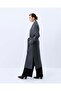 Slit Detailed Double-Breasted Coat Gray - 2