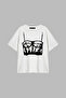 Leather Shine Printed Relaxed Fit White Women's Tshirt