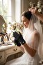 Aurélie Feather Bridal Gloves – Elegant Accessory with Satin Bow and Stones for Wedding Ceremony - 2