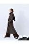 Gray Leather Coat with Shoulder and Pocket Details in Brown - 4
