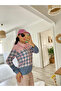 Women's Long Sleeve Turtleneck Lace up Patterned Hooded Diver Blouse - 2