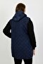 Women's Navy Blue Pearl Stone Plus Size Denim Vest - 4