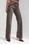 Women's Stone-Embellished Coffee T-4s6-179 Straight Fit Full Shiny Stone-Embellished Special Design Denim Jean