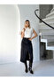 Linen Skirt with Cut-Out Hem and Front Slit - 2