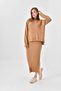 Women's Mock Neck Casual Sweater Long Skirt Two-Piece Knitwear Set - 4