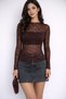 Transparent Flok Printed Elegant Tulle Blouse - 2