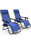 Zero Gravity Chair, Set of 2, Deck Folding Recliner Sun Loungers Outdoor Chair with Cup and Phone Holder, Blue
