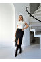 Linen Skirt with Cut-Out Hem and Front Slit - 4