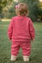 Mojo girl baby 9-24 months flower Printed tracksuit set pink - 2
