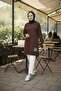 Brown Crew Neck Embroidered Tunic