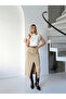 Linen Skirt with Cut-Out Hem and Front Slit - 2