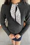 Flared Collar Long Sleeve Knit Sweater - Anthracite Anthracite - 5