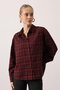 Women's Plaid Oversized Women's Burgundy Shirt 34507