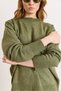 Women's Green Crew Neck Soft Textured Knitwear Sweater Kzk-19001148 - 5