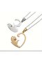 Couple Cat Binary Lover Necklace Gold Silver Interlocking Heart Pendant - 3
