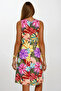 Women Yellow Fuchsia Floral Pattern Sleeveless Midi Length Dress Vs00370 - 4