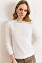 Women's White Collar Stone Detailed Thin Beard Knitwear Sweater Kzk-19001146