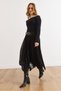 Women's Black Lined Velvet Flock Printed Bell Tulle Skirt Etk-19000383 - 5