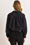 Women's Black Lined Jumpsuit with Pleated Back Crop Shirt Gml-19001419 - 4