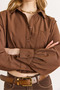 Women's Brown Lined Jumpsuit with Pleated Back Crop Shirt Gml-19001419 - 4