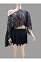 Women's Bat Sleeves Draped Wide Style Crop Lace Blazer - 5