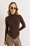 Women's Brown Button Detailed Soft Textured Draped Knitwear Sweater Kzk-19001137 - 4