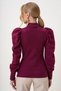 Burgundy Crew Neck Low-Cut Princess Sleeve Knitwear Blouse Alc-X13069 - 4