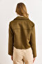Women's Khaki Pocket Detailed Unlined Suede Jacket Ckt-19000508 - 4