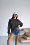 Antrasit Gri 2 İplik Oversize Basic Sweatshirt - 2
