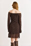 Women's Bitter Brown Lined Flexible Mini Lace Dress Elb-19002588 - 5